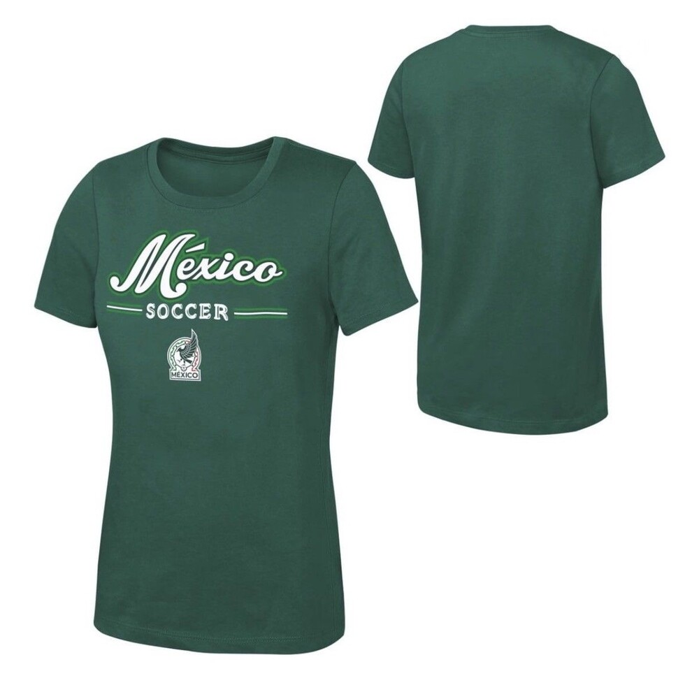 Mexico National Team Women's XL Green Script Logo Soccer Tee futbol T-shirt top
